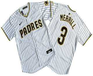 Men%27s San Diego Padres #3 Jackson Merrill White Pinstripe Limited Stitched Jersey->mlb womens jerseys->MLB Jersey